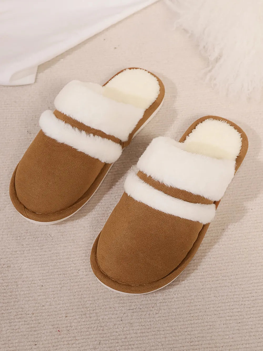 Jules Allegra — Contrast Faux Fur Round Toe Slippers Fashion Footwear, alternate view 16