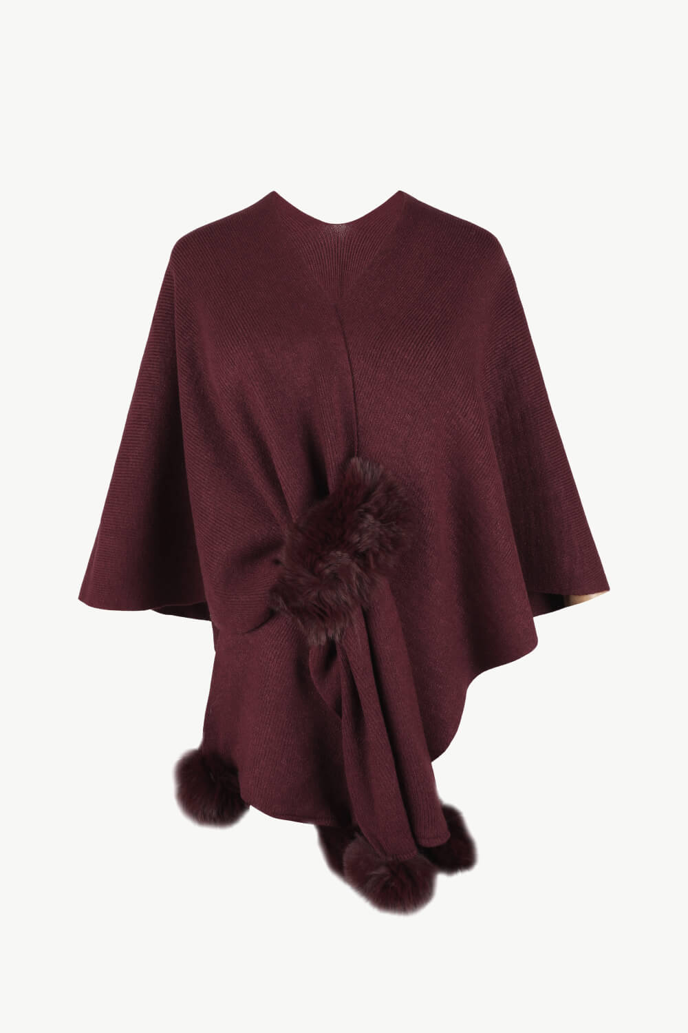 Perrin Sorrento — Surplice Neck Pom-Pom Trim Poncho, alternate view 9