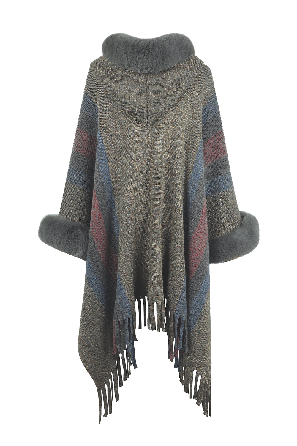 Fable Versailles — Color Block Fringe Detail Poncho, alternate view 10