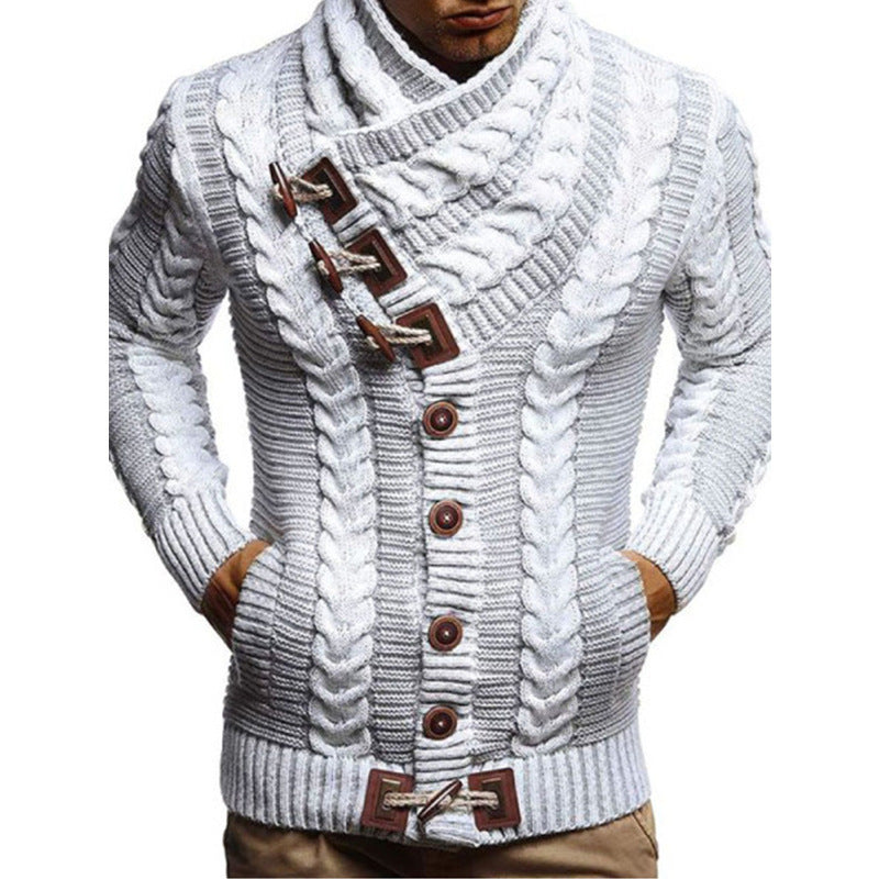 Men's Turtleneck Button Knit Jacket Sweater