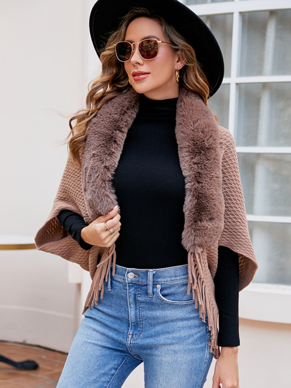 Zephyr Sorrento — Open Front Fringe Hem Poncho, alternate view 3