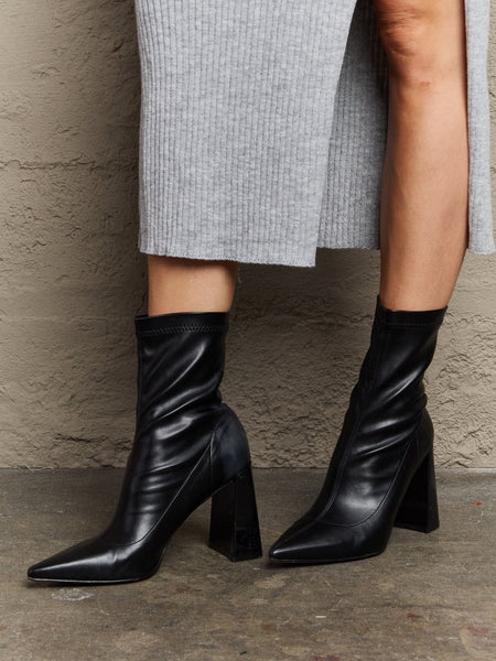 Weeboo Stacy Block Heel Sock Boots - Opulent Empire