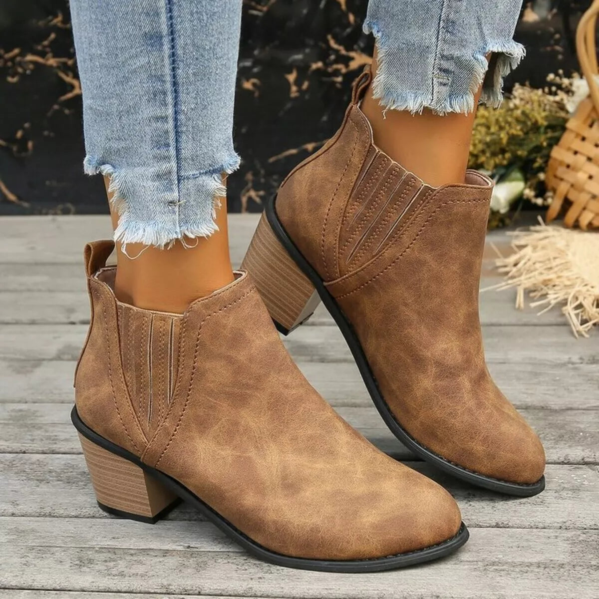 Gray Venturi — Point Toe Block Heels Boots Fashion Footwear, alternate view 4