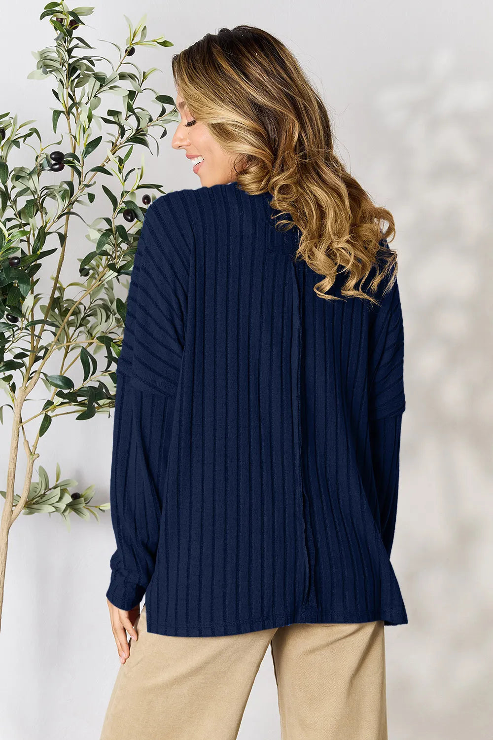 Vale Delacroix — Basic Bae Full Size Ribbed Round Neck Slit Knit Top, alternate view 14