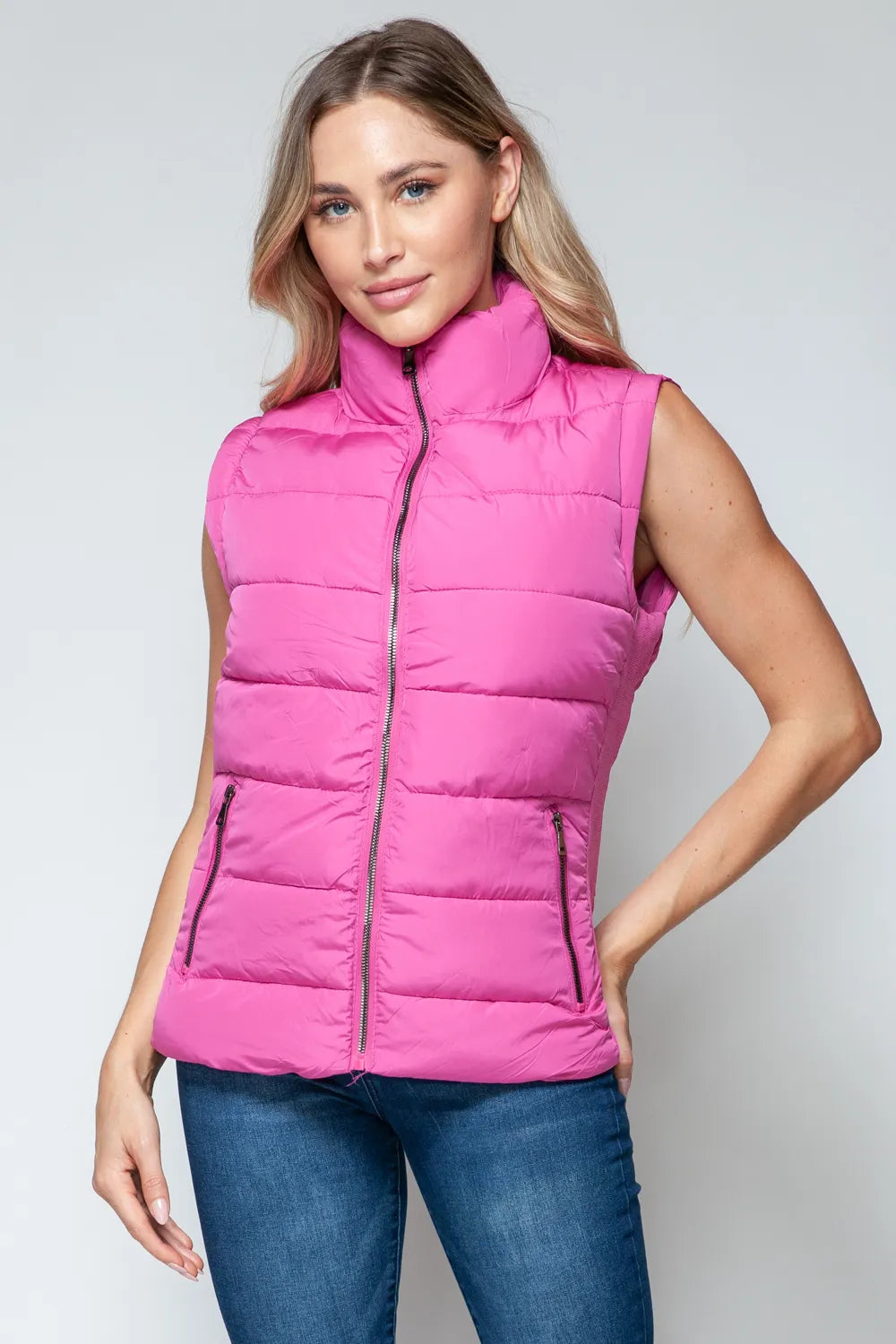 Lake Rosetti — Snobbish Zip Up Turtleneck Vest with Pockets Rose Violet Sweater or Cardigan, alternate view 5