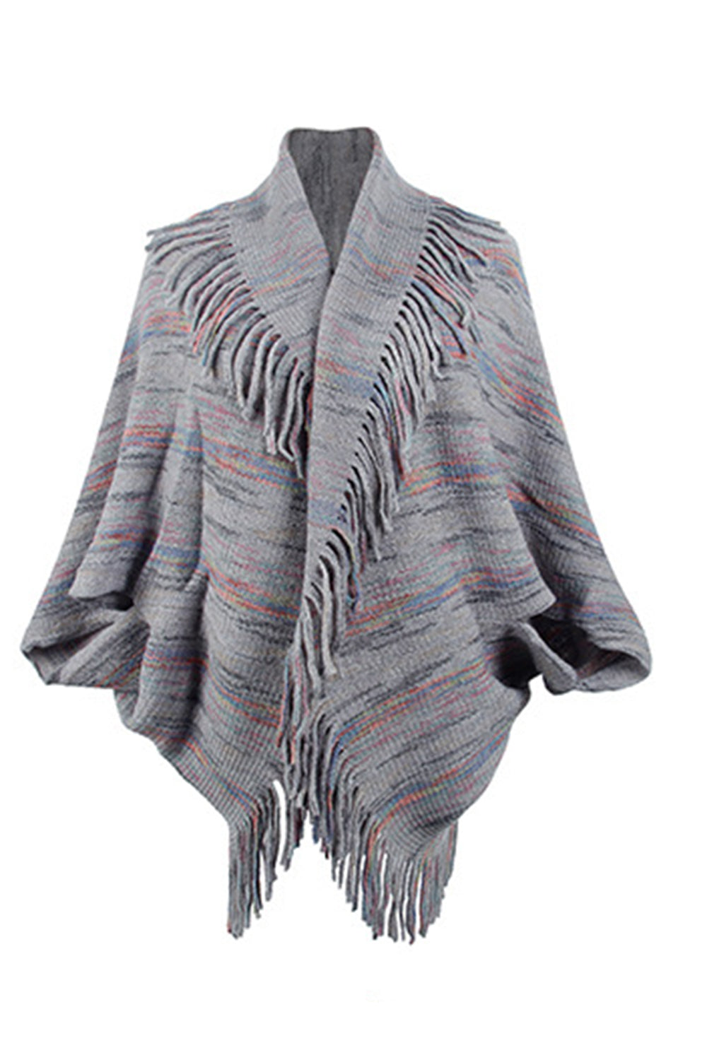 Marlowe Versailles — Fringe Detail Printed Poncho, alternate view 6