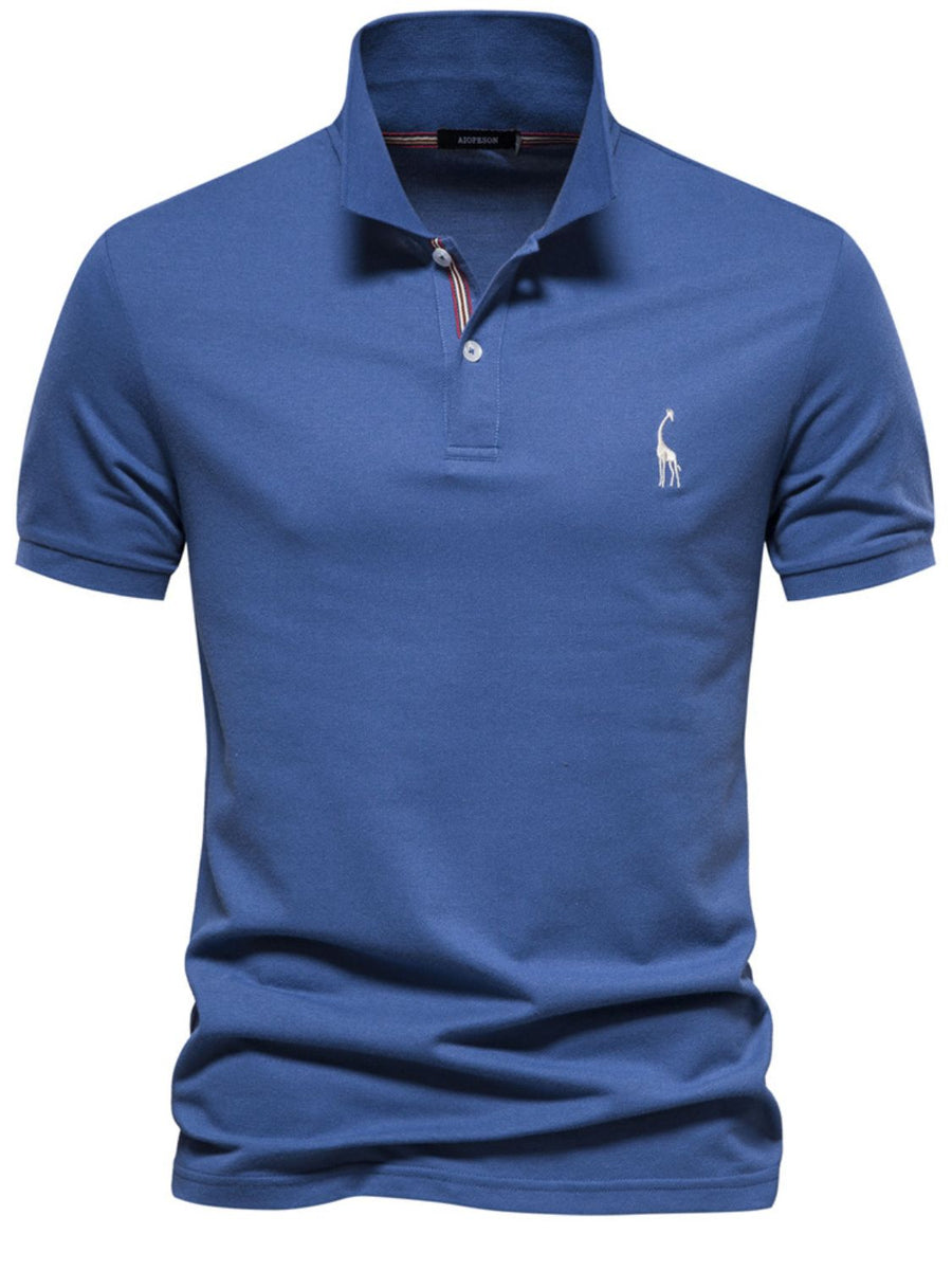 Men's Giraffe Embroidered Short Sleeve Polo - Opulent Empire