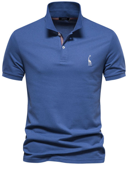 Men's Giraffe Embroidered Short Sleeve Polo - Opulent Empire