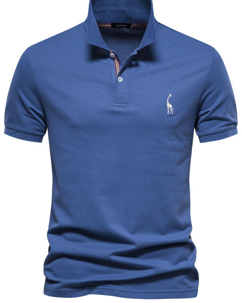Men's Giraffe Embroidered Short Sleeve Polo - Opulent Empire