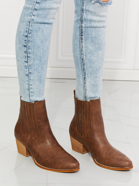 MMShoes Love the Journey Stacked Heel Chelsea Boot in Chestnut - Opulent Empire