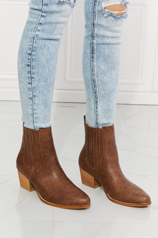MMShoes Love the Journey Stacked Heel Chelsea Boot in Chestnut - Opulent Empire