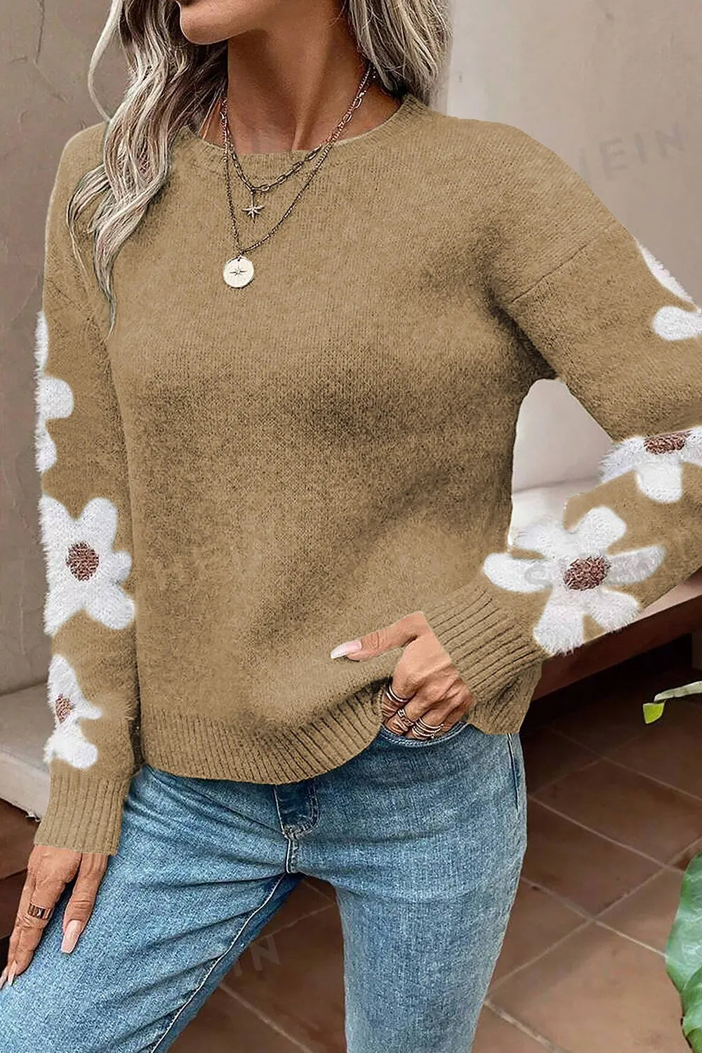Harbor Rivière — Flower Round Neck Long Sleeve Sweater, alternate view 19