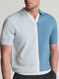 Hadrian Beaumont — Men's Plus Size Two-Tone Short Sleeve Polo Cerulean Men's Tailored Shorts