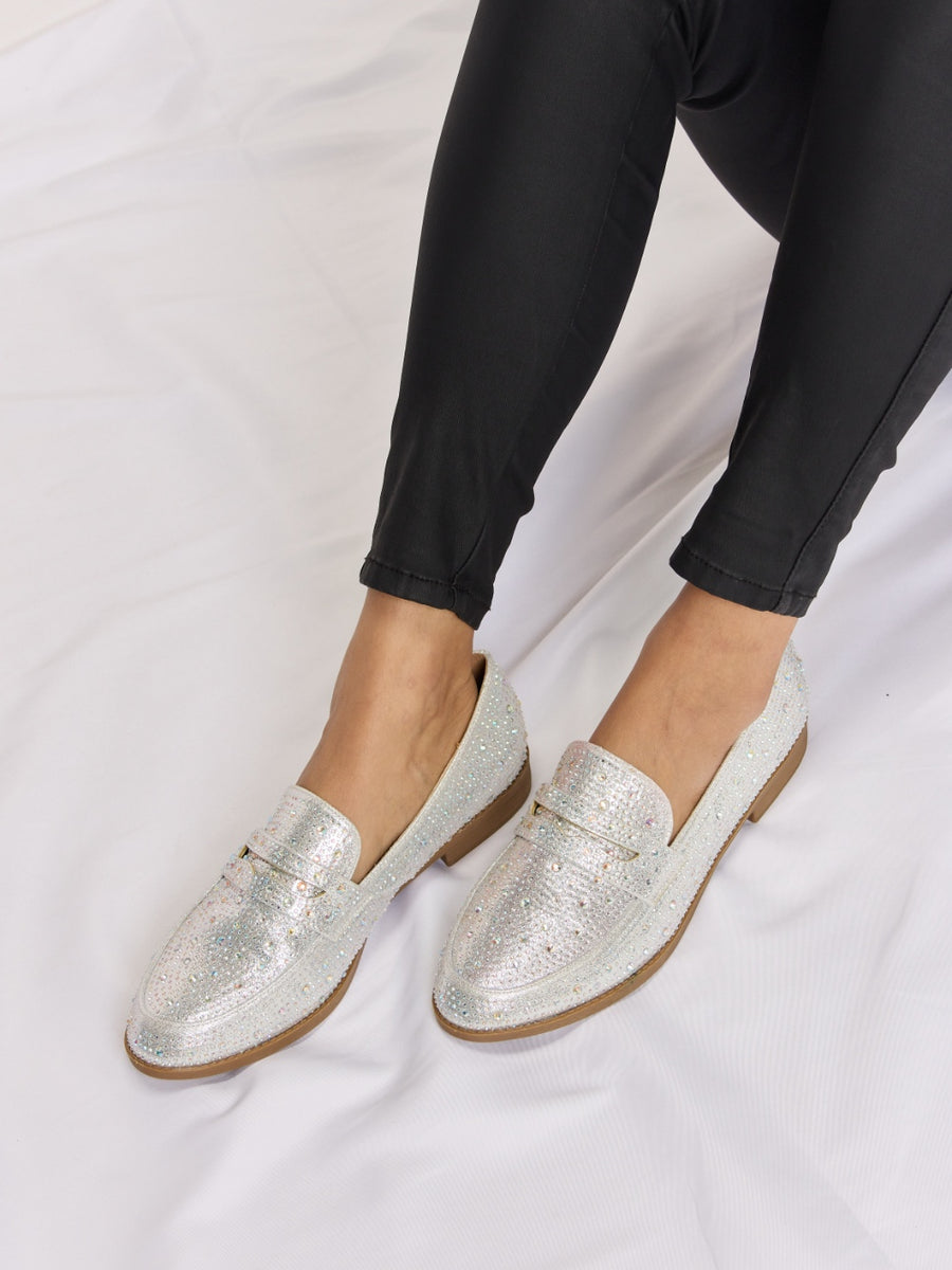 Forever Link Rhinestone Point Toe Loafers - Opulent Empire