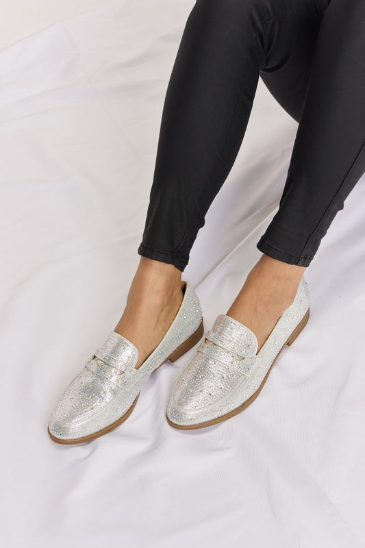 Forever Link Rhinestone Point Toe Loafers - Opulent Empire