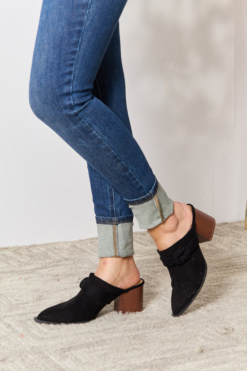 Darcy Marino — East Lion Corp Pointed-Toe Braided Trim Mules Black Fashion Footwear, alternate view 3