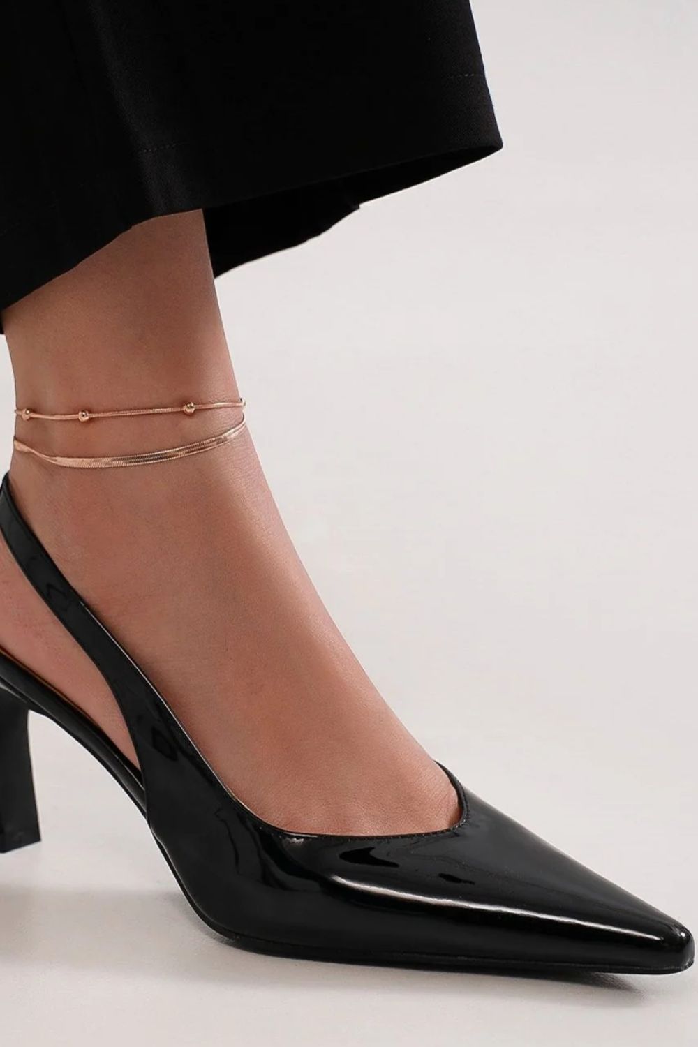 Blaise Beaumont — Beast Fashion Faux Leather Point Toe Slingback Pumps Black Fashion Footwear, alternate view 3