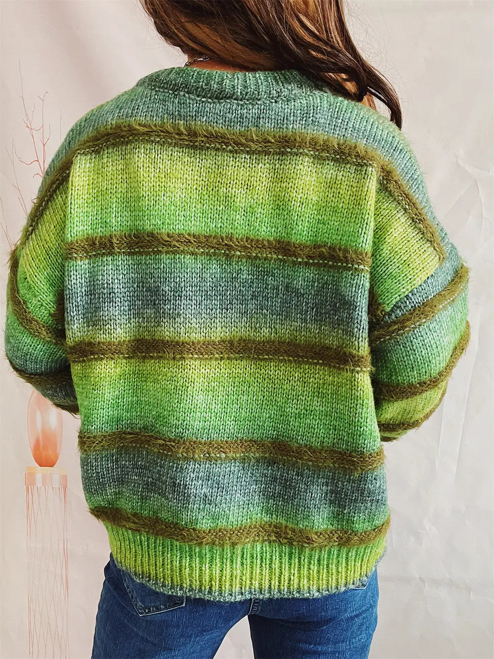 True Rivière — Striped Round Neck Long Sleeve Sweater, alternate view 10