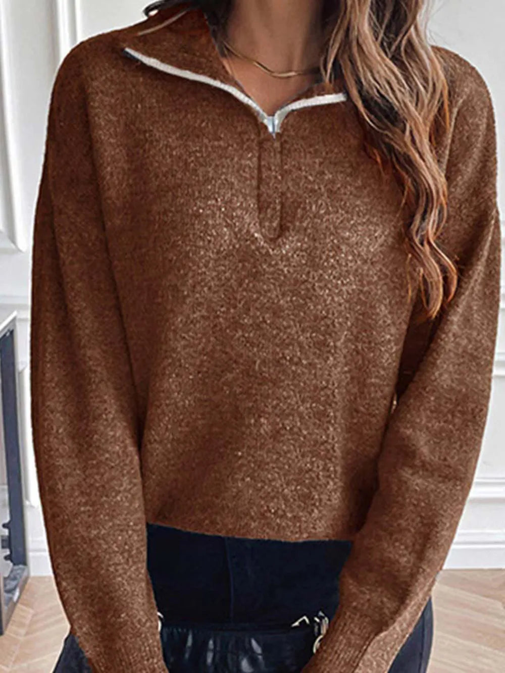 Lior Moreau — Half Zip Dropped Shoulder Sweater, alternate view 11