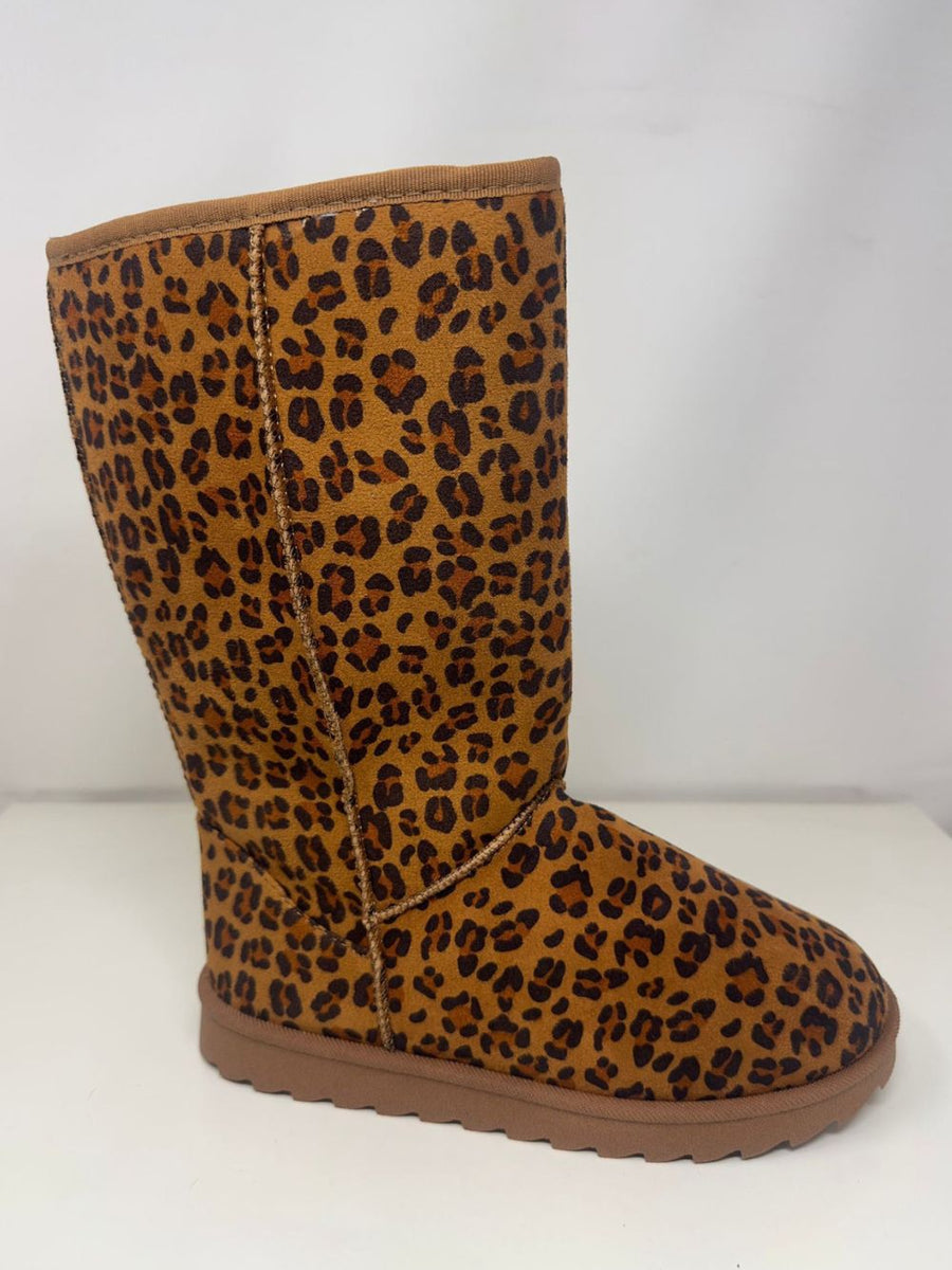 WILD DIVA Leopard Suede Round Toe Boots - Opulent Empire