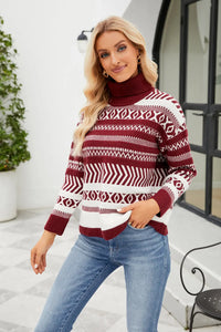 Gray Delacroix — Geometric Turtleneck Long Sleeve Sweater, alternate view 2