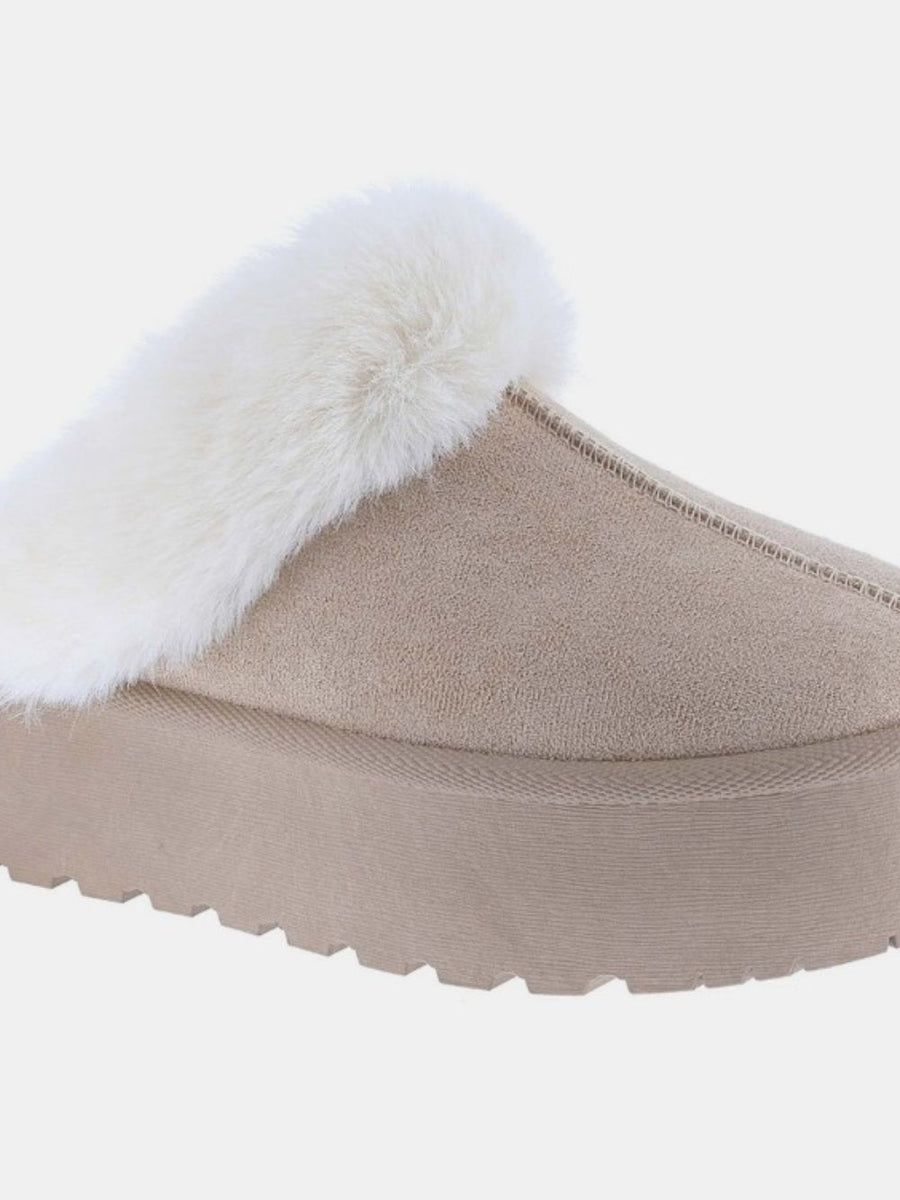 Weeboo Thick Bottom Fur Trim Snow Slippers - Opulent Empire