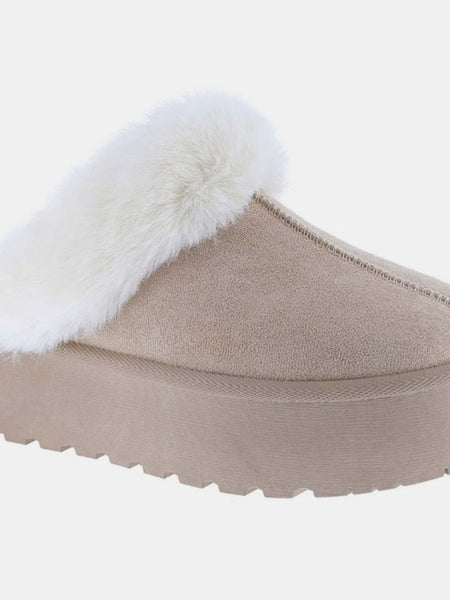 Weeboo Thick Bottom Fur Trim Snow Slippers - Opulent Empire