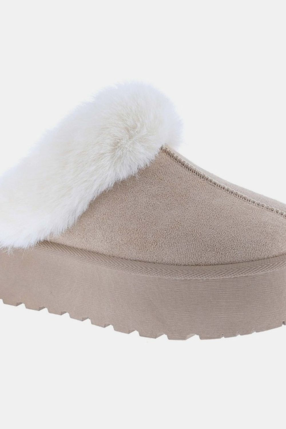 Finley Beaumont — Weeboo Thick Bottom Fur Trim Snow Slippers Taupe Fashion Footwear, alternate view 3