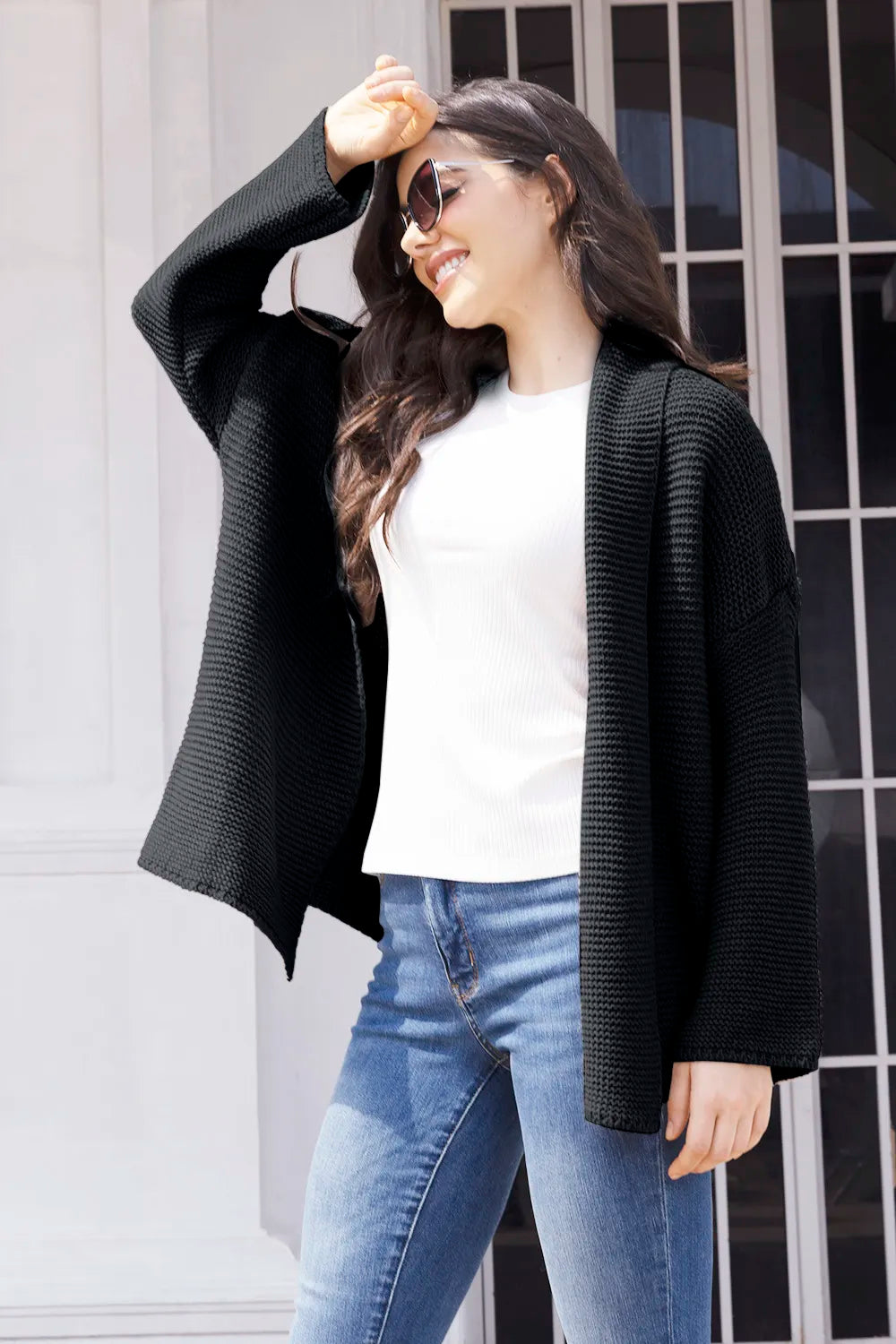 Sage Bellamy — Tied Open Front Long Sleeve Cardigan, alternate view 2