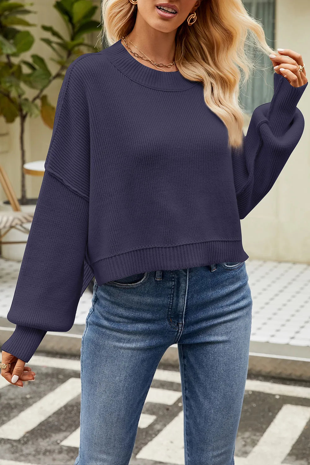 Bellamy Fontaine — Round Neck Dropped Shoulder Sweater, alternate view 7