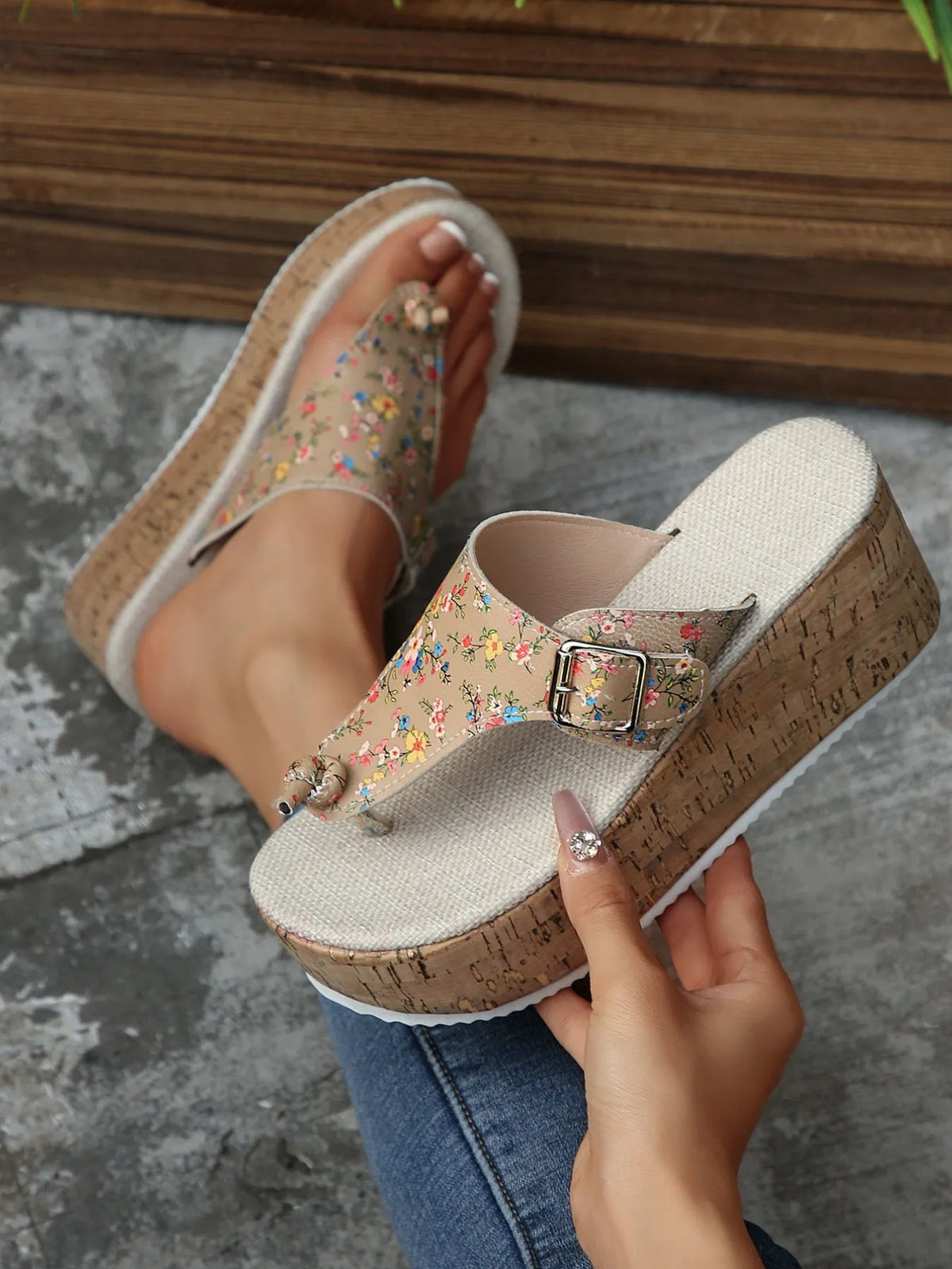 Jules Marino — Floral Print Wedge Platform Sandals Fashion Footwear, alternate view 7