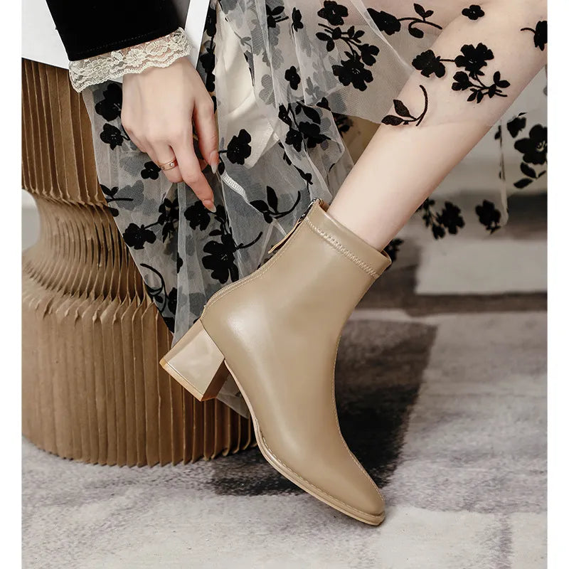 Darcy Sorrento — Round Toe Block Heels Boots Fashion Footwear, alternate view 12