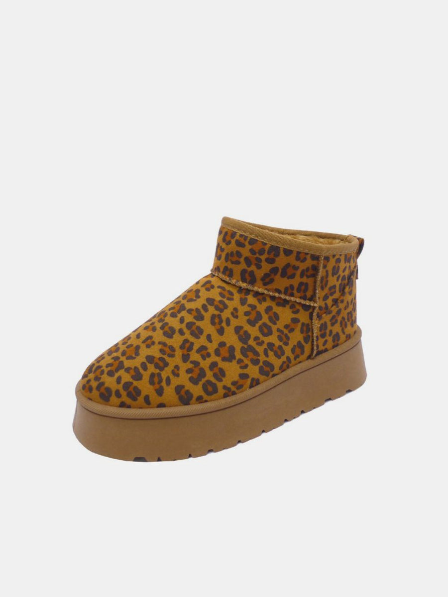 WILD DIVA Leopard Suede Round Toe Platform Booties - Opulent Empire