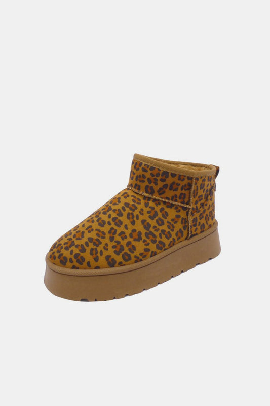 WILD DIVA Leopard Suede Round Toe Platform Booties - Opulent Empire