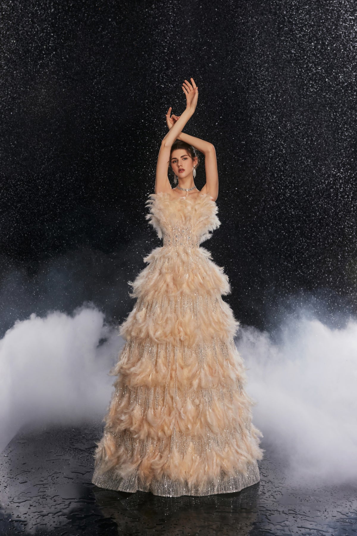 Florence Fontaine — Golden Feather Luxe Gown