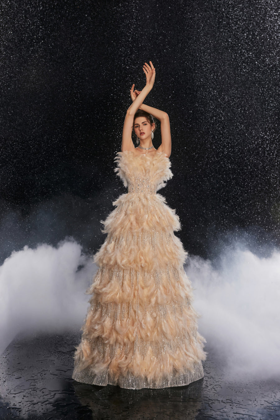 Florence Fontaine — Golden Feather Luxe Gown