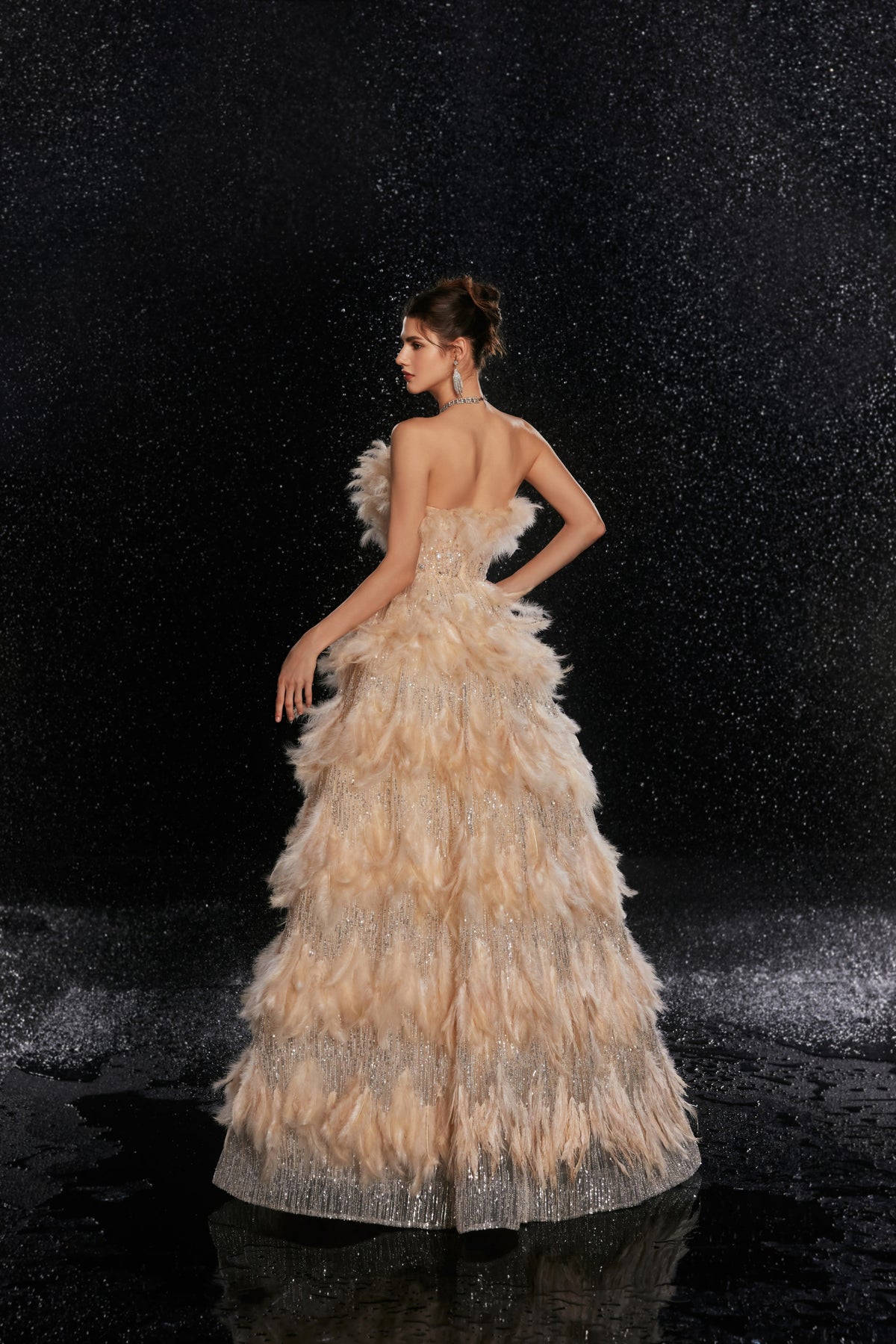 Florence Fontaine — Golden Feather Luxe Gown, alternate view 2