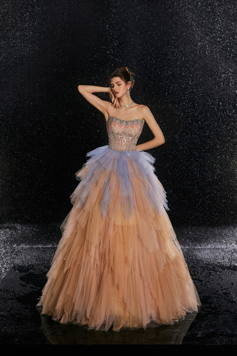 Bianca Fontaine — Peach Blossom Grandeur Gown