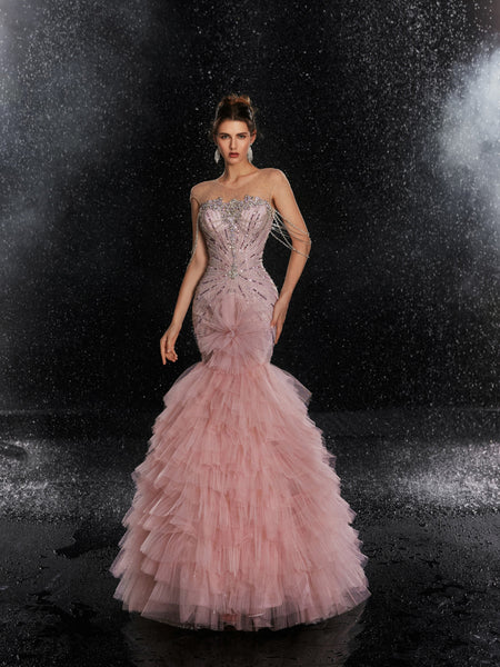 Rosewater Ruffle Couture Gown