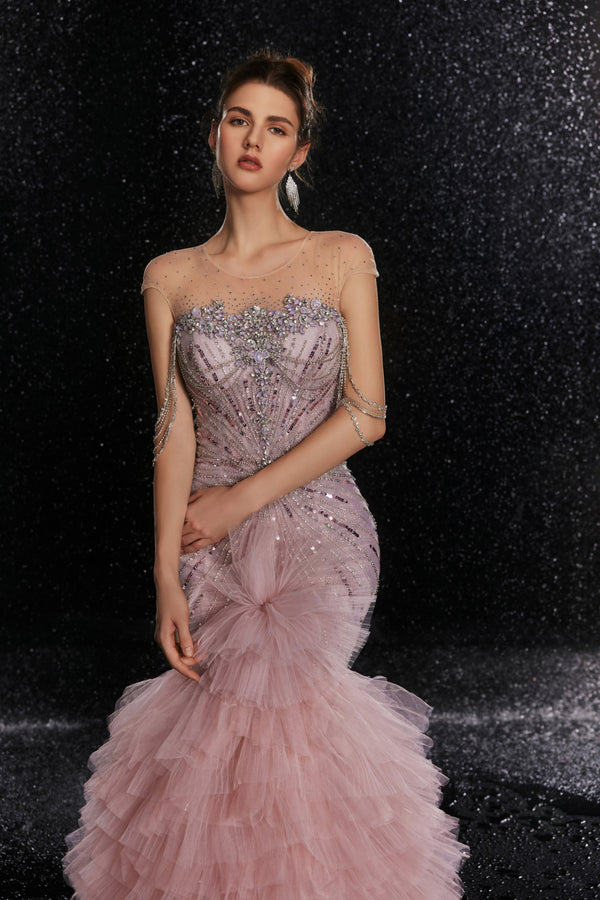 Rosewater Ruffle Couture Gown