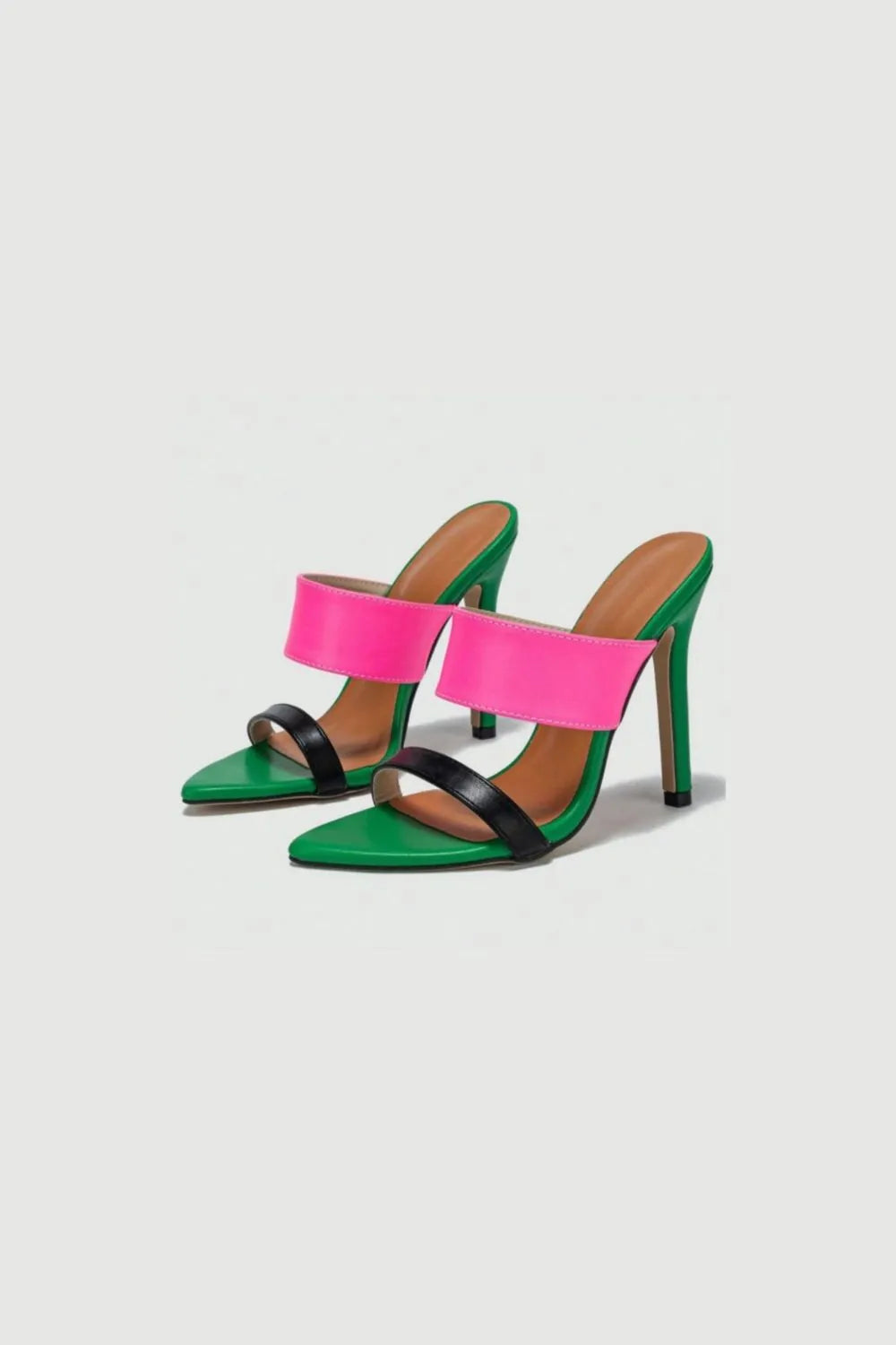 Lake Allegra — Contrast Open Toe Stiletto Sandals Green Fashion Footwear, alternate view 7