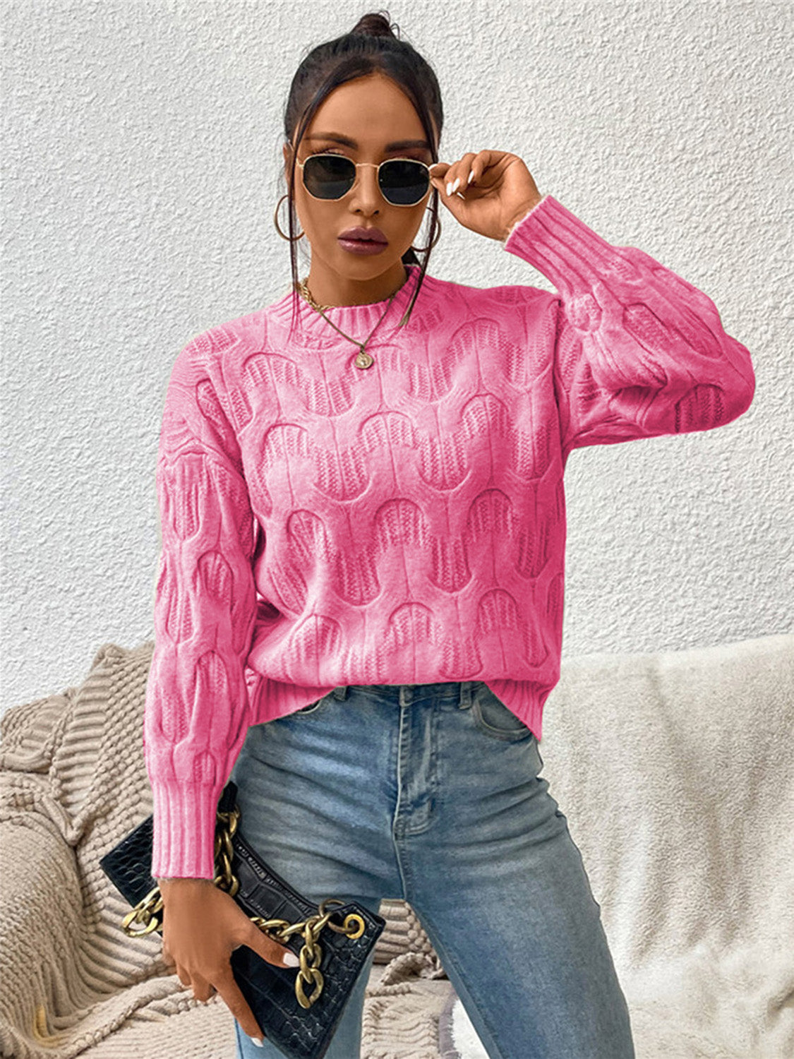 Monroe Delacroix — Round Neck Long Sleeve Sweater, alternate view 5