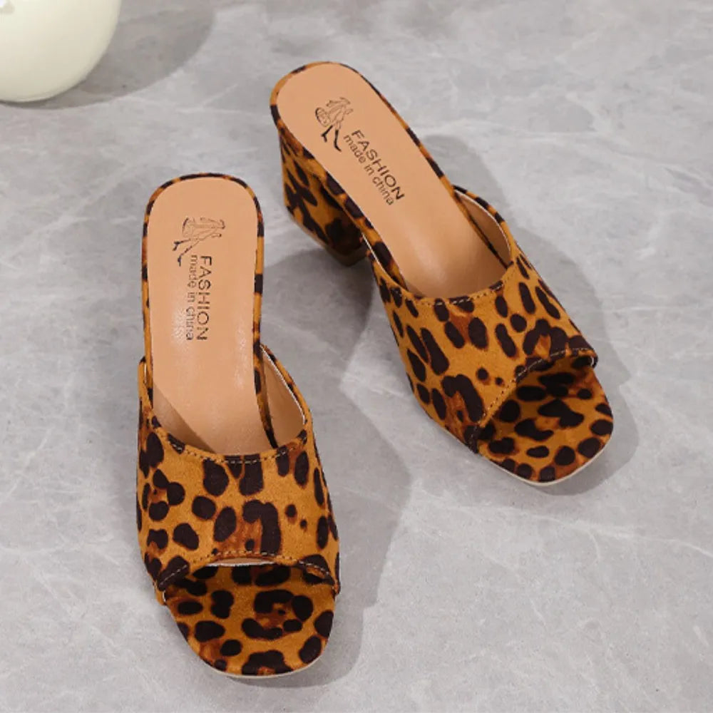 Ivory Allegra — Leopard Block Heel Suede Sandals, alternate view 3
