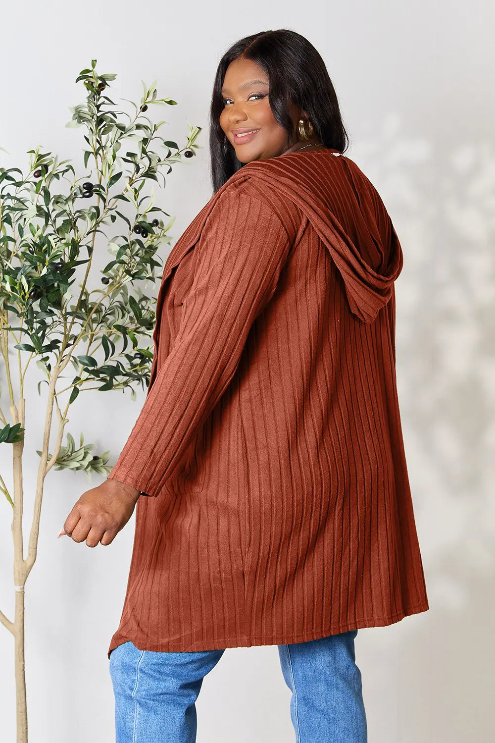 Paris Valmont — Basic Bae Full Size Hooded Sweater Cardigan, alternate view 13