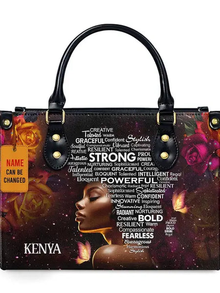 Luxury African Girl Print Leather Top-Handle Tote Handbag for Women