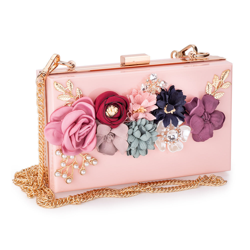 Transparent flower acrylic square bag