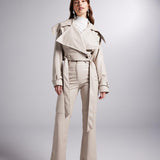 Neeko Beige Faux Leather Cropped Jacket-3