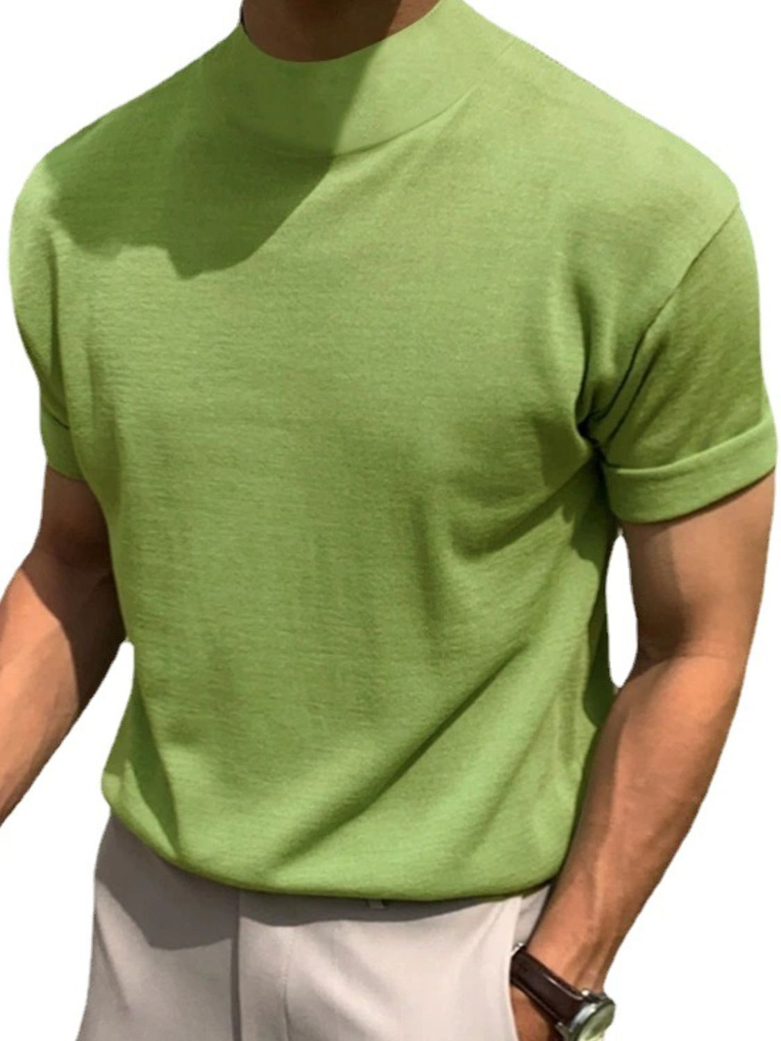 Fabian — Men's Full Size Mock Neck Short Sleeve T-Shirt Plus Size, alternate view 5
