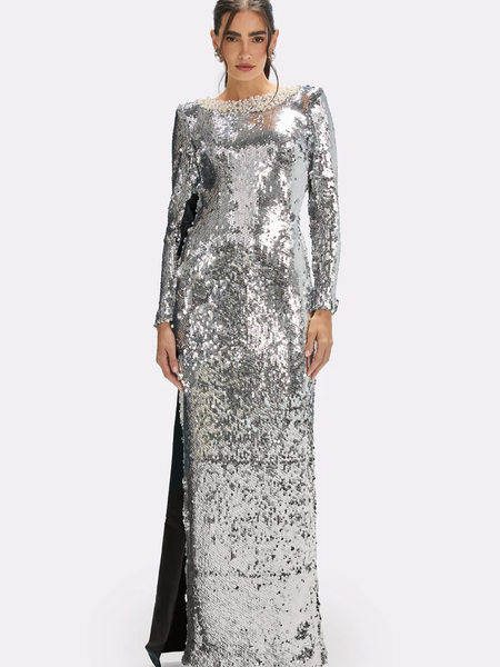 Bowknot Pearl Sequined Maxi Dress