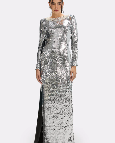 Bowknot Pearl Sequined Maxi Dress